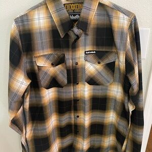 DIXXON Black Sabbath Men's Black and Yellow Plaid Flannel Shirt